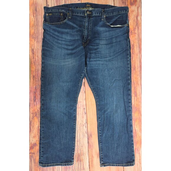 Polo Ralph Lauren Mens 42/30 Hampton Relaxed Straight Denim Jeans Classic Blue - Picture 1 of 11